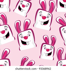 Cartoon crazy  rabbits on a pink background.