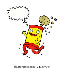 caricatura loca lata de soda con burbuja de habla