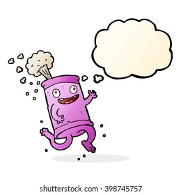 cartoon crazy soda can with thought bubble