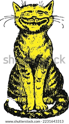 Cartoon crazy yellow cat vector