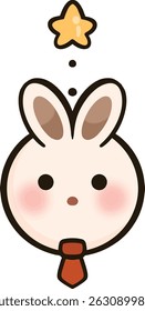 Cartoon cream rabbit star keychain with red tie