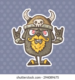 cartoon creature with a helmet with horns