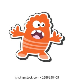Cartoon creature of orange color on white background vector illustration