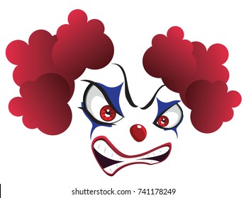 Cartoon creepy evil clown face for Halloween.