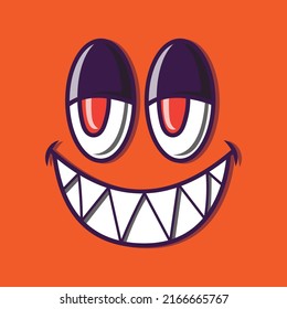 cartoon creepy smiling face design