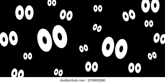 Cartoon creepy spooky eyes in the darkness. Eyes for Halloween party. Flat vector monster, spook pictogram. Eyes sparkle in the dark,