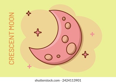 cartoon Crescent moon nighttime icon in comic style lunar night concept illustration business logo