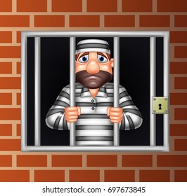 Cartoon Criminal In Jail