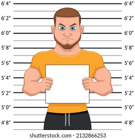 Cartoon Criminal Mugshot In Police Station