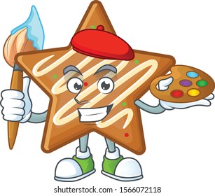 Cartoon crispy star cookies with the character painter