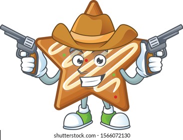 Cartoon crispy star cookies with the character cowboy