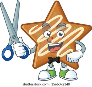 Cartoon crispy star cookies with the character barber