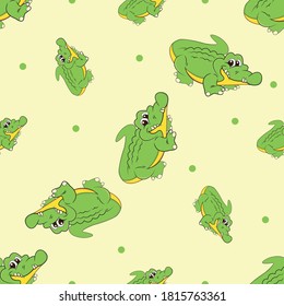 Caricatura Cocodrilo. Fondo del diseño del patrón de vectores sin foco