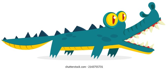  Cartoon crocodile character. Vector illustration isolated