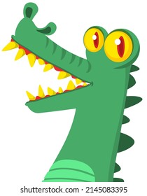  Cartoon crocodile character. Vector illustration isolated
