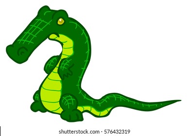 Cartoon crocodile character, vector illustration, horizontal, isolated
