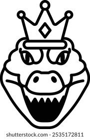 A cartoon crocodile with a crown on its head