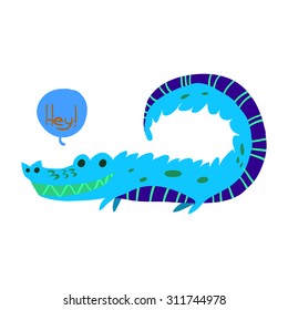 Cartoon crocodile flat mascot icon. The vector illustration for ui, web games, tablets, wallpapers, and patterns.
