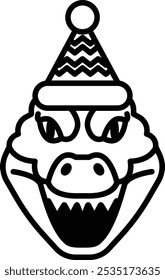 A cartoon of a crocodile with a hat on its head