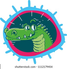 cartoon crocodile head inside the circle vector illustration