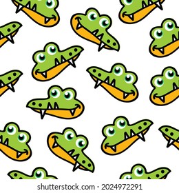 Cartoon Krokodile Kopf Nahtlose Muster