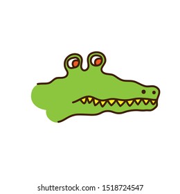 cartoon crocodile head, simple illustration