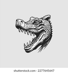 cartoon crocodile head vector icon on gray background, crocodile head icon for a logo or t-shirt