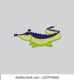 Cartoon crocodile isolated on gray background