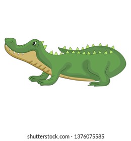 Cartoon crocodile isolated on white background. Vector illustration