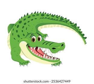 Cartoon crocodile isolated on white background, vector illustration.