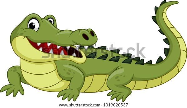 Cartoon crocodile\
isolated on white\
background