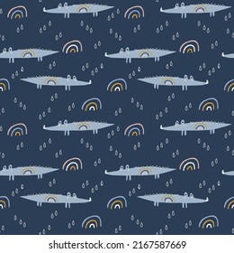 Cartoon crocodile seamless pattern for kids