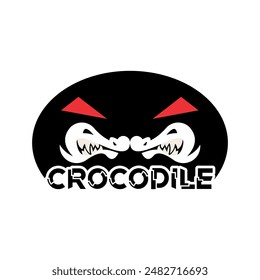 cartoon crocodile simple text, elegant icon.