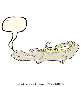 cocodrilo de dibujos animados con burbuja de habla