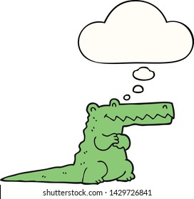 cartoon crocodile with thought bubble