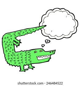 cartoon crocodile with thought bubble
