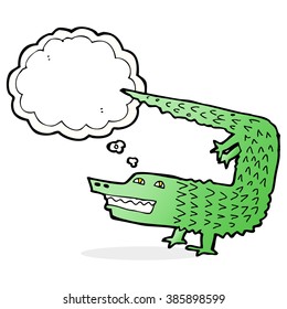 cartoon crocodile with thought bubble