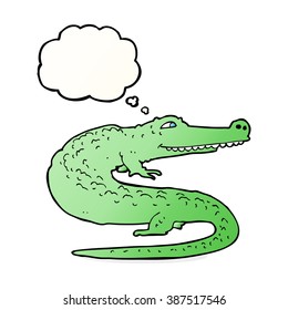 cartoon crocodile with thought bubble