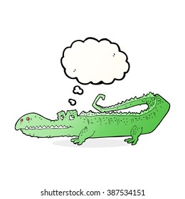 cocodrilo de dibujos animados con burbuja de pensamiento