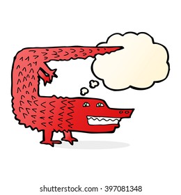 cartoon crocodile with thought bubble
