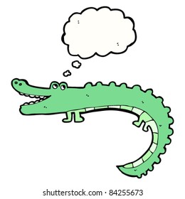 cartoon crocodile with thought bubble