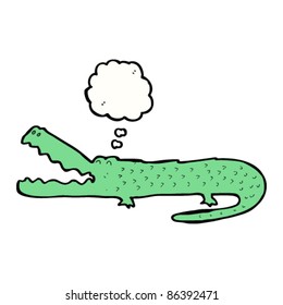 cartoon crocodile with thought bubble