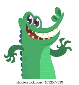 Cartoon crocodile. Vector character icon isolated on white