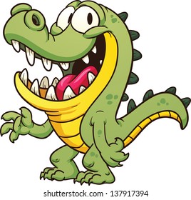 Cartoon crocodile. Vector clip art illustration with simple gradients. All in a single layer.