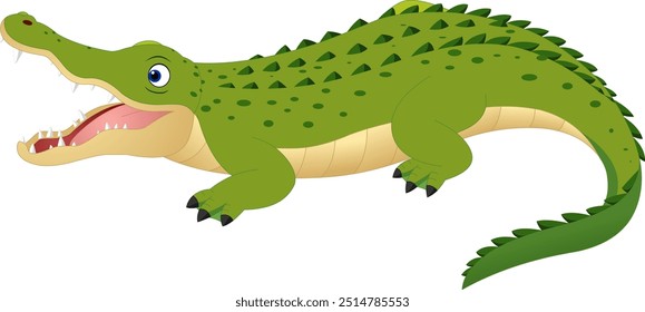 Cartoon crocodile vector, green, open mouth crocodile, alligator, vector crocodile 