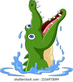 Cartoon crocodile in the water