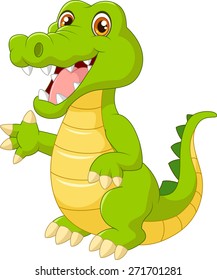 cartoon crocodile waving hand