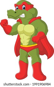 cartoon crocodile wearing superhero costume