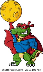 cartoon crocodile wearing superhero costume of illustration