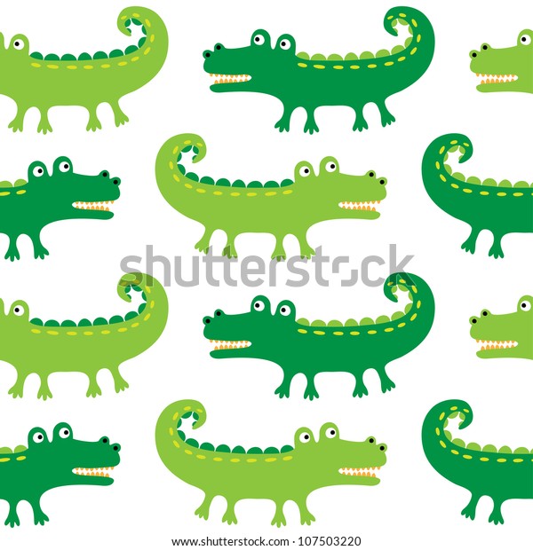 Cartoon Crocodiles Seamless Vector Pattern Stock Vector (Royalty Free ...